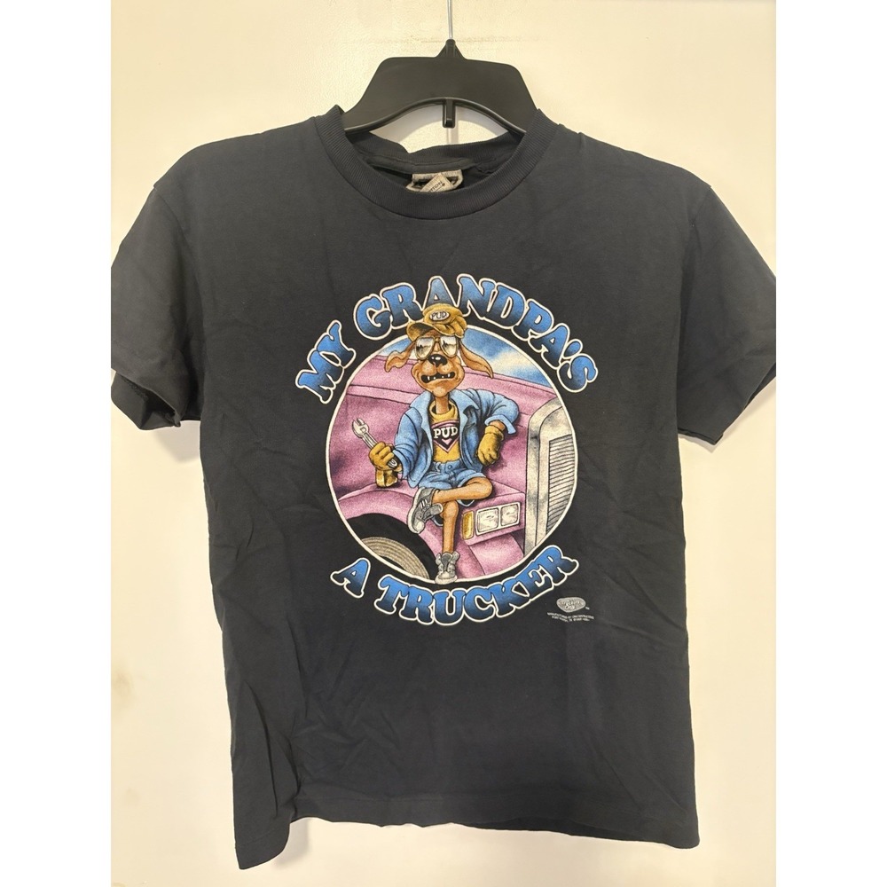 Vintage My Grandpas A Trucker Youth T-shirt Size L